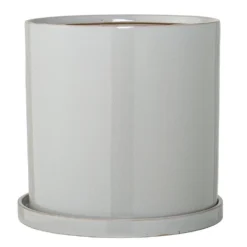 Bloomingville Bloempot Met Schotel Grijs Aardewerk