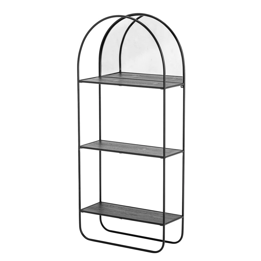 Bloomingville Spiegel Met Planken Metaal - Zwart - Afbeelding 2