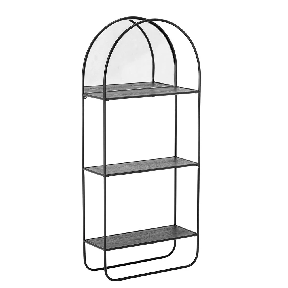 Bloomingville Spiegel Met Planken Metaal - Zwart - Afbeelding 3