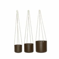 Hubsch Bloom Hangende Bloempotten Bruin Set Van 3 Stuks - 941602