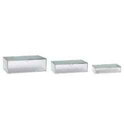 Hubsch Glazen Box Mat Zilver - Set Van 3 Stuks
