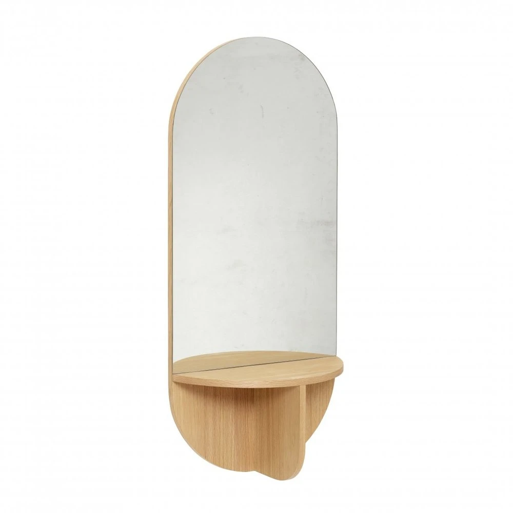 Hubsch Wandspiegel Eikenhout Met Plank - Naturel