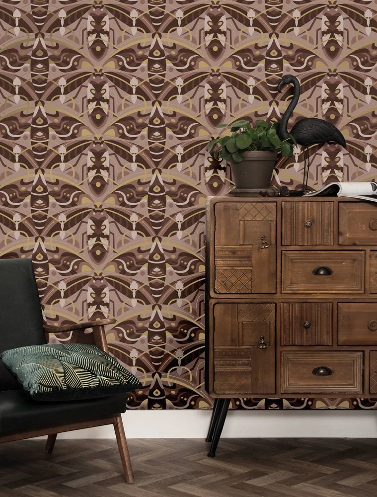 KEK Amsterdam Art Deco Goud Behang Animaux Beetle - Taupe - Afbeelding 3