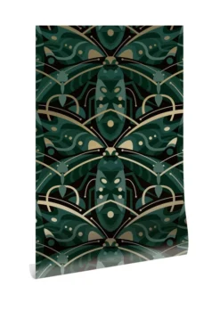 KEK Amsterdam Art Deco Goud Behang Animaux Beetle - Groen