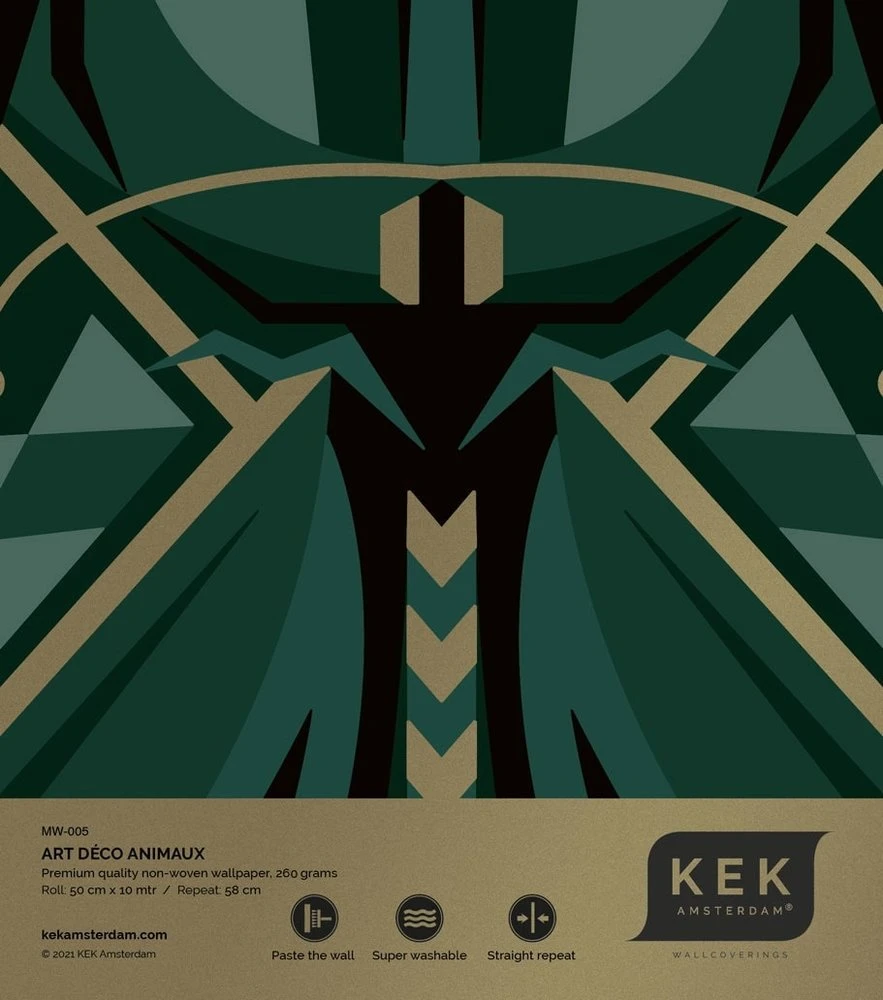 KEK Amsterdam Art Deco Goud Behang Animaux Grasshopper - Groen - Afbeelding 4