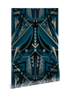 KEK Amsterdam Art Deco Goud Behang Animaux Grasshopper - Blauw
