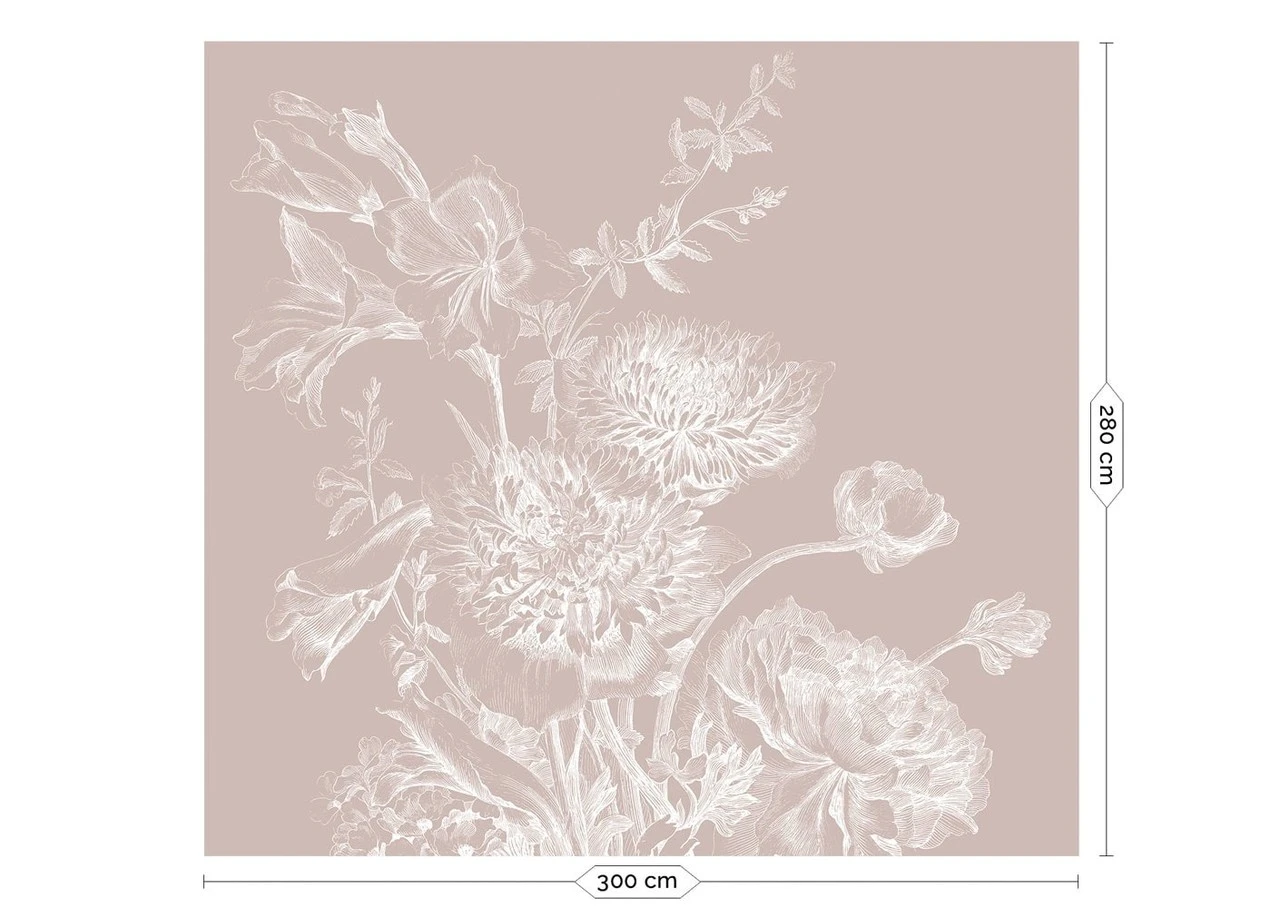 KEK Amsterdam Engraved Bloemen Behang Nude WP-756 300x280cm - Afbeelding 2