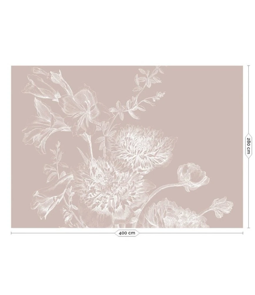 KEK Amsterdam Engraved Bloemen Behang Nude WP-759 400x280cm - Afbeelding 2