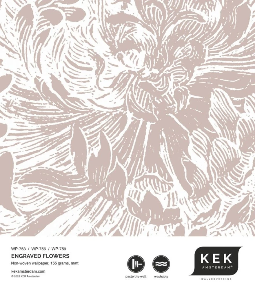 KEK Amsterdam Engraved Bloemen Behang Nude WP-759 400x280cm - Afbeelding 3