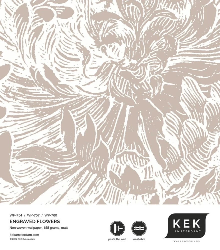 KEK Amsterdam Engraved Bloemen Behang Zand WP-760 400x280cm - Afbeelding 3