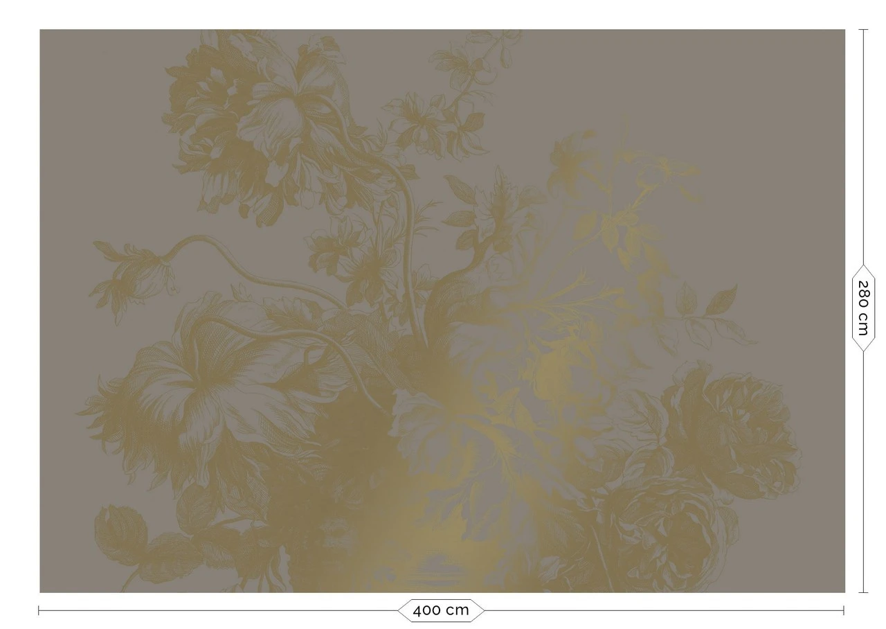 KEK Amsterdam Engraved Flowers Goud Behang MW-018 - 400x280cm