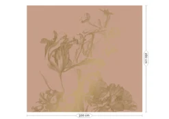 KEK Amsterdam Engraved Flowers Goud Behang MW-023 - 300x280cm