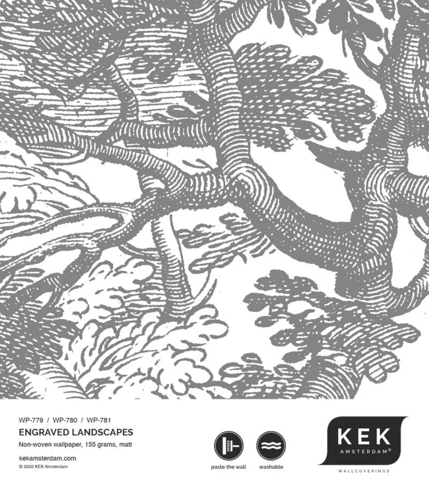 KEK Amsterdam Engraved Landschappen Behang Grijs WP-780 300x280cm - Afbeelding 3