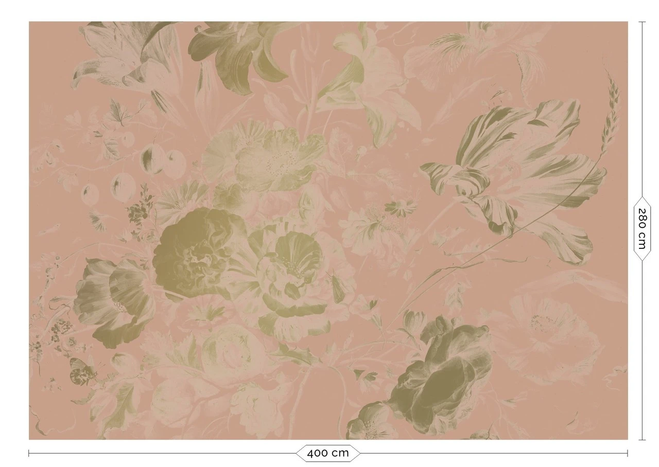 KEK Amsterdam Golden Age Flowers Goud Behang MW-048 - 400x280cm
