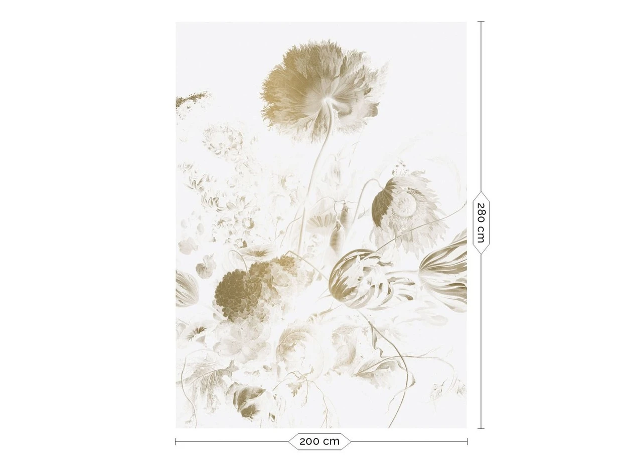 KEK Amsterdam Golden Age Flowers Goud Behang MW-049 - 200x280cm