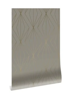 KEK Amsterdam Golden Lines Behang 100x280cm Taupe / Goud MW-075