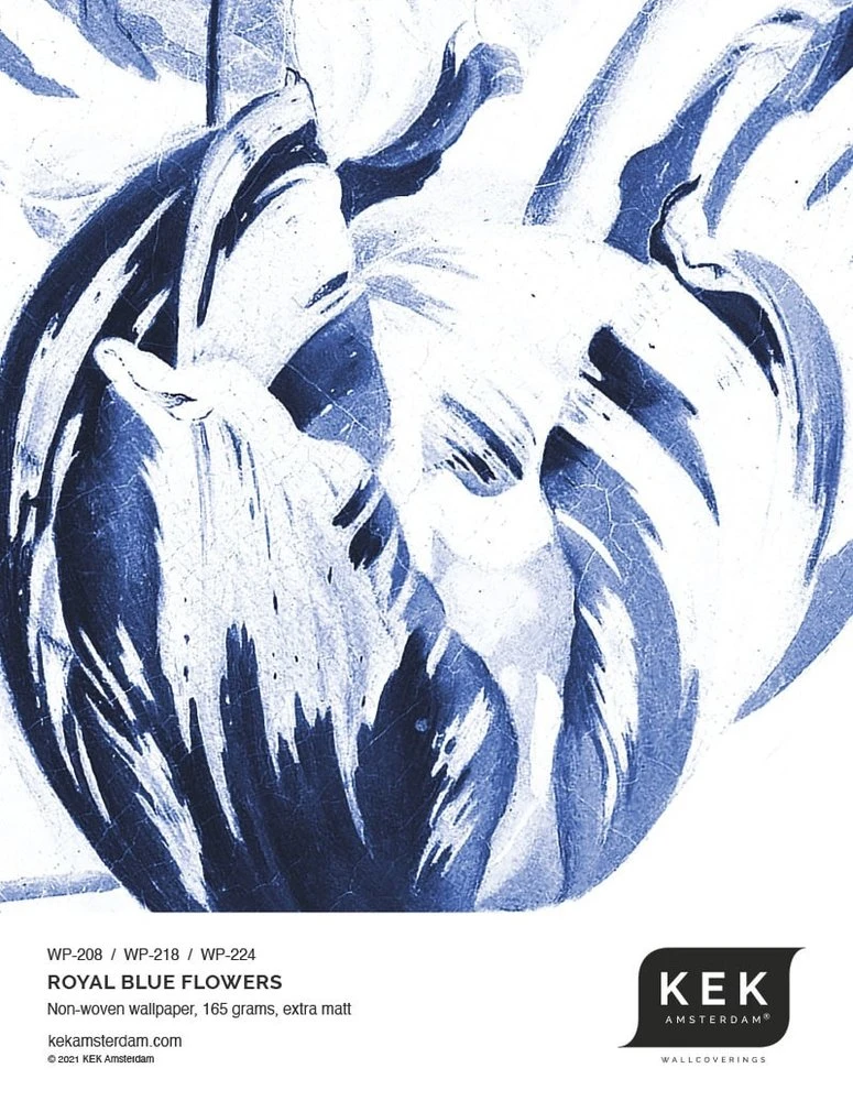 KEK Amsterdam Royal Blue Flowers Behangcirkel CK-002 - ø190cm - Afbeelding 3